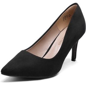 Black pointed toe heels